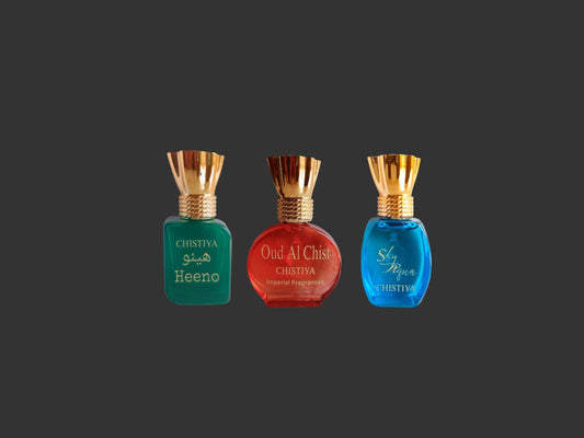 Set of 3 Premium Attars including Heeno, Oud Al Chist and Sky Aqua, (12ml×3pcs=36ml)